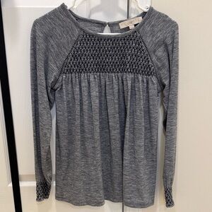 LOFT Women's Charcoal Textured Blouse
